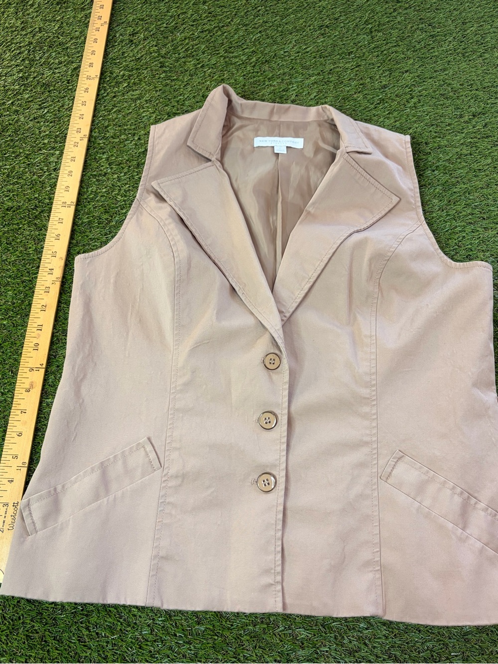 New York & Company Stretch Blazer Vest in Camel